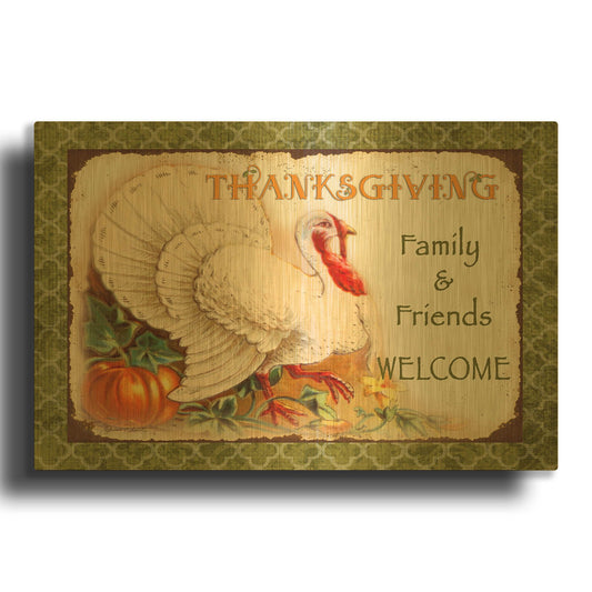 'Vintage Thanksgiving A' By Jean Plout Gold Metal Wall Art