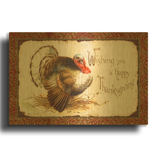 'Vintage Thanksgiving B' By Jean Plout Gold Metal Wall Art