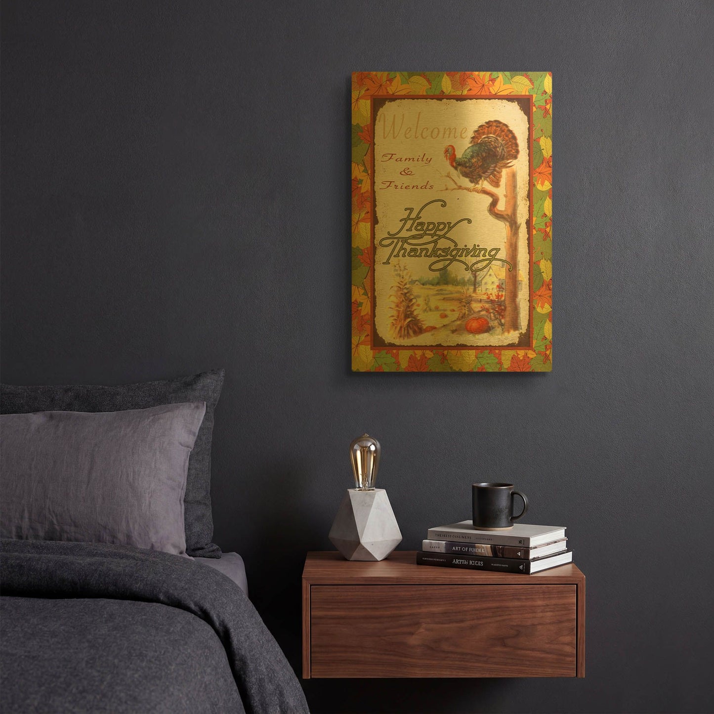 'Vintage Thanksgiving D' By Jean Plout Gold Metal Wall Art