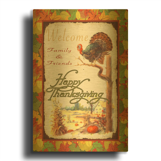 'Vintage Thanksgiving D' By Jean Plout Gold Metal Wall Art