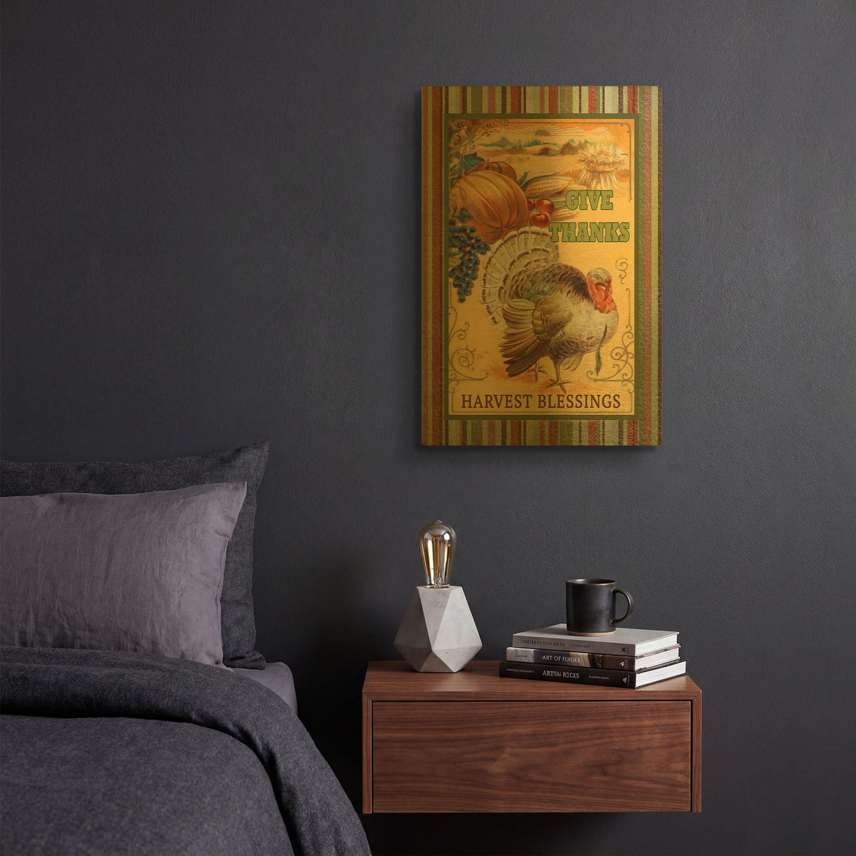 'Vintage Thanksgiving E' By Jean Plout Gold Metal Wall Art