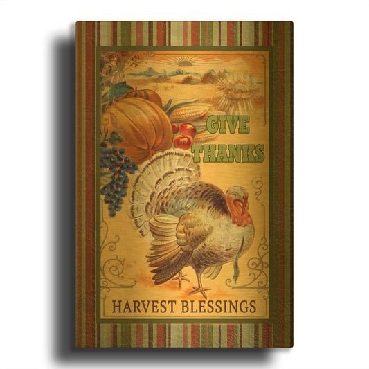 'Vintage Thanksgiving E' By Jean Plout Gold Metal Wall Art