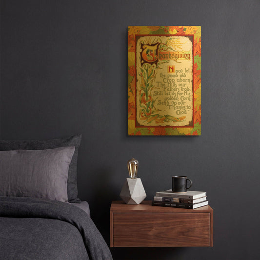 'Vintage Thanksgiving F' By Jean Plout Gold Metal Wall Art