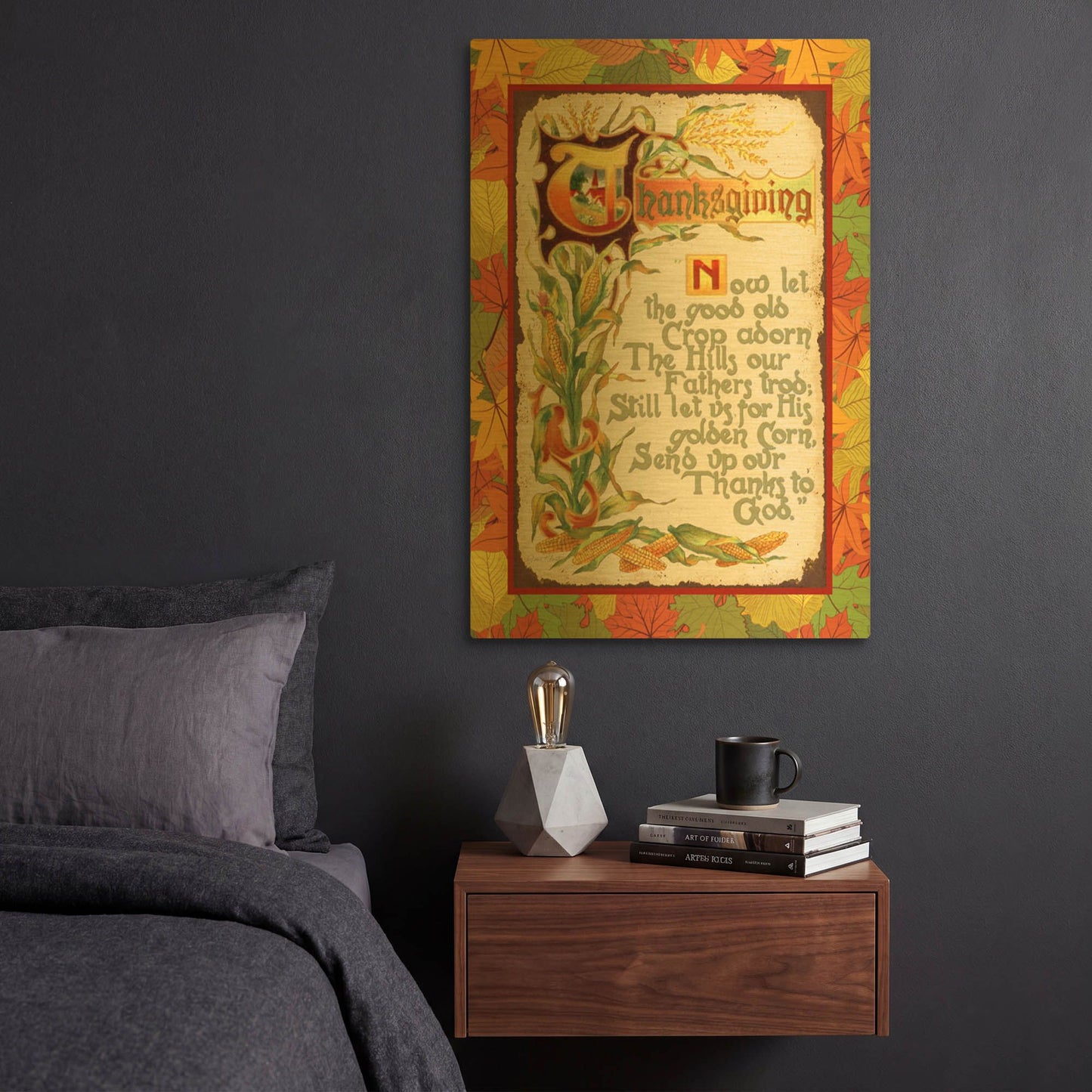 'Vintage Thanksgiving F' By Jean Plout Gold Metal Wall Art