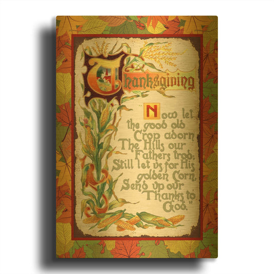 'Vintage Thanksgiving F' By Jean Plout Gold Metal Wall Art