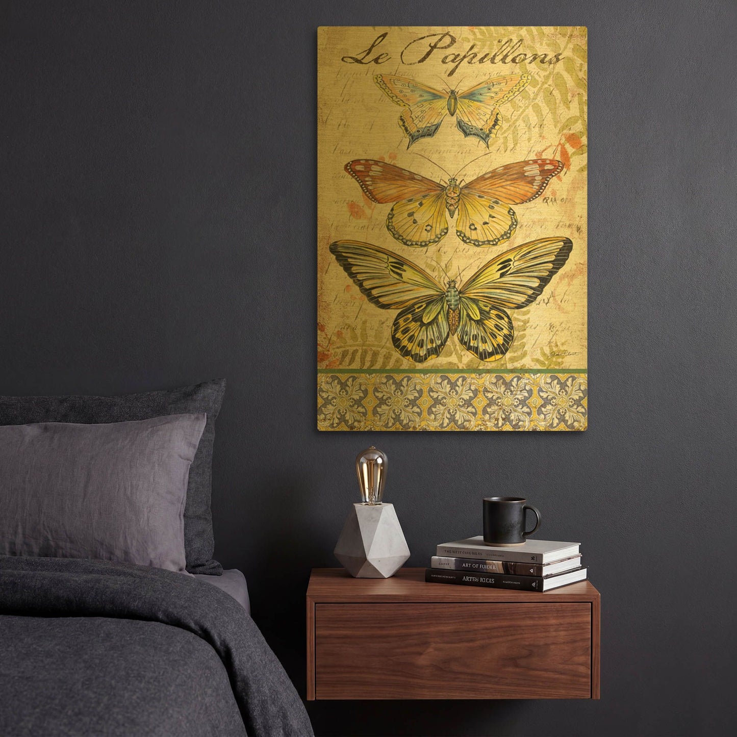 'Vintage Wings Le Papillons' By Jean Plout Gold Metal Wall Art