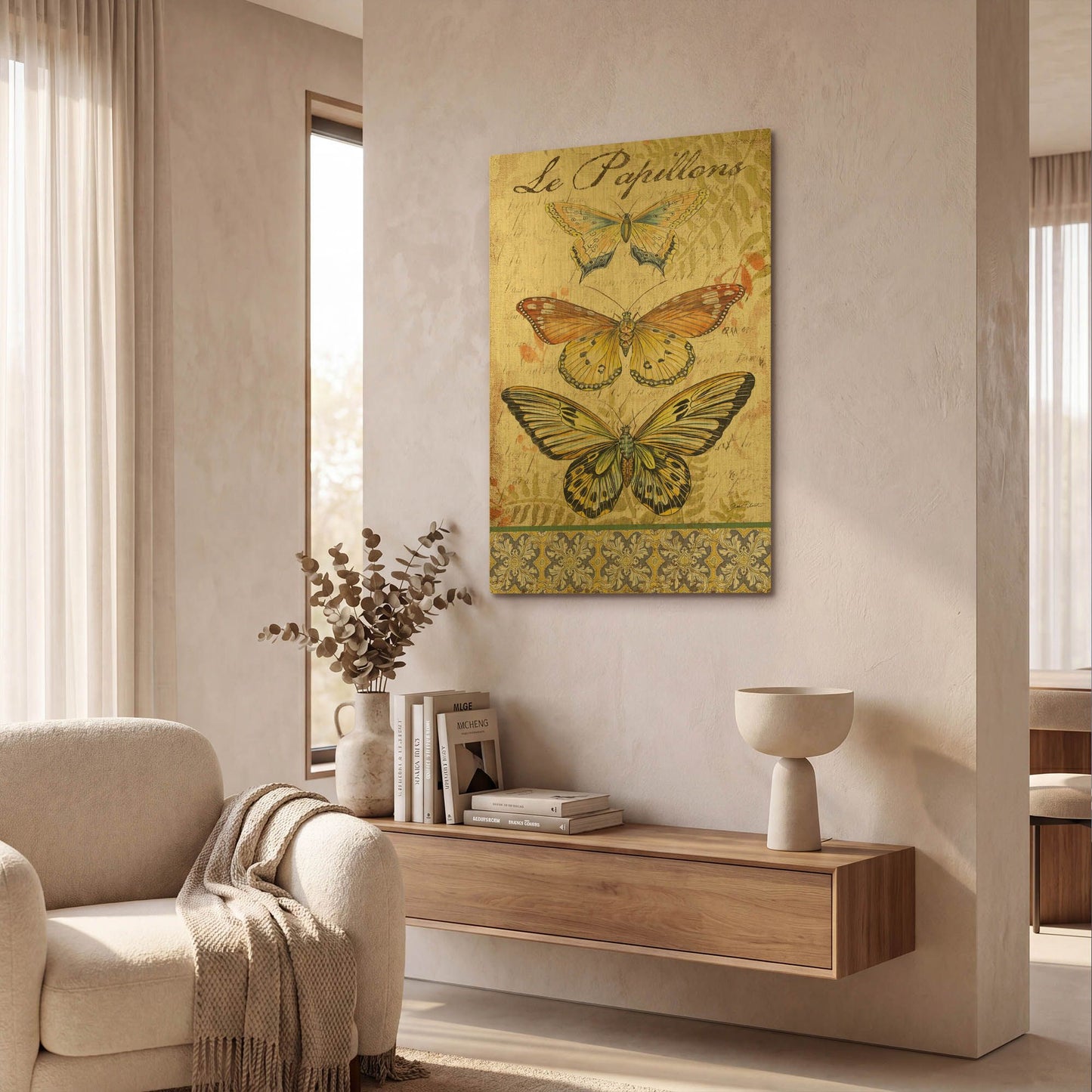 'Vintage Wings Le Papillons' By Jean Plout Gold Metal Wall Art