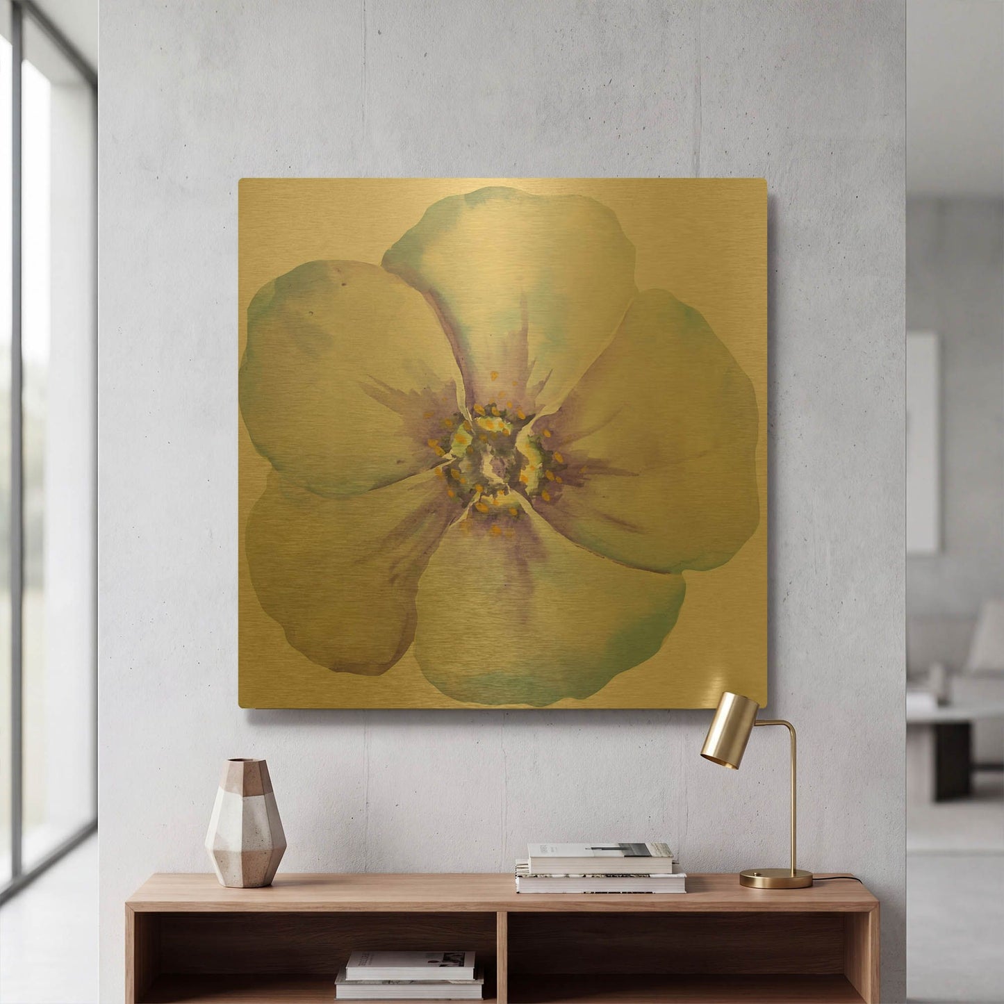 'Washy Pansie' By Jean Plout Gold Metal Wall Art