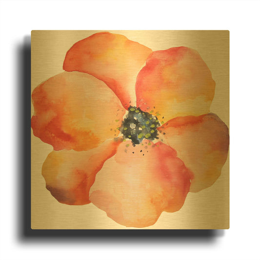 'Washy Poppy' By Jean Plout Gold Metal Wall Art