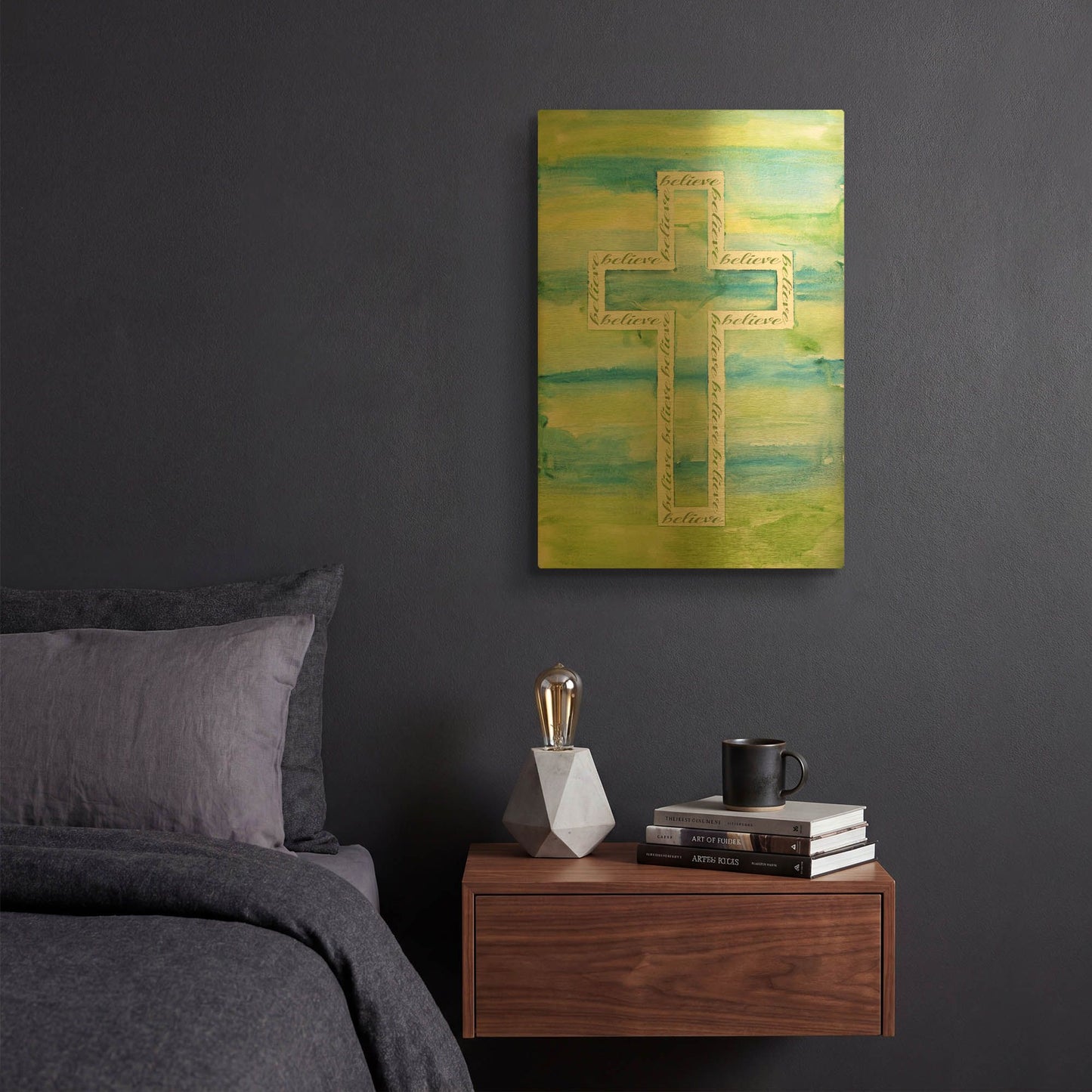 'Watercolor Cross A' By Jean Plout Gold Metal Wall Art