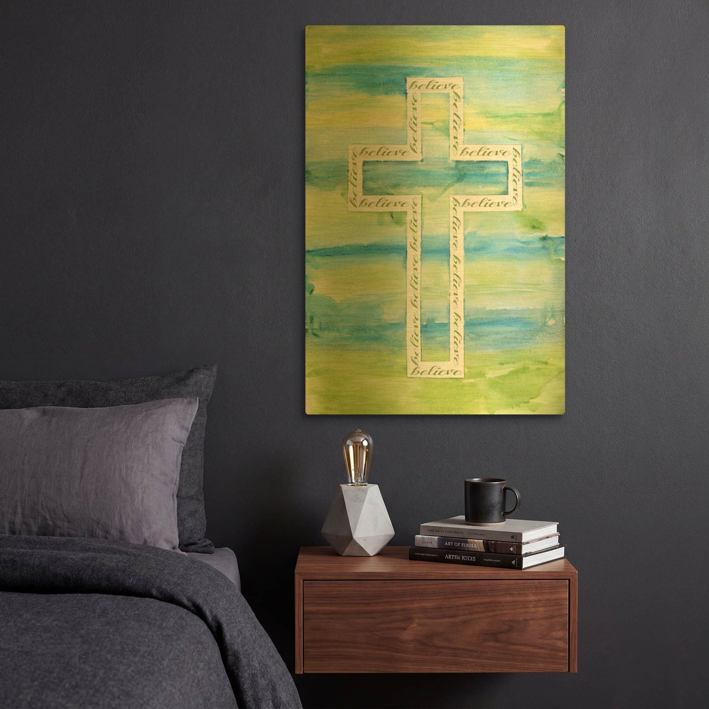 'Watercolor Cross A' By Jean Plout Gold Metal Wall Art
