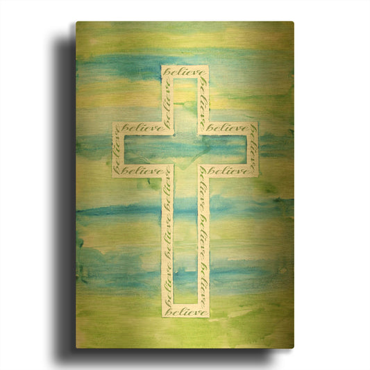 'Watercolor Cross A' By Jean Plout Gold Metal Wall Art