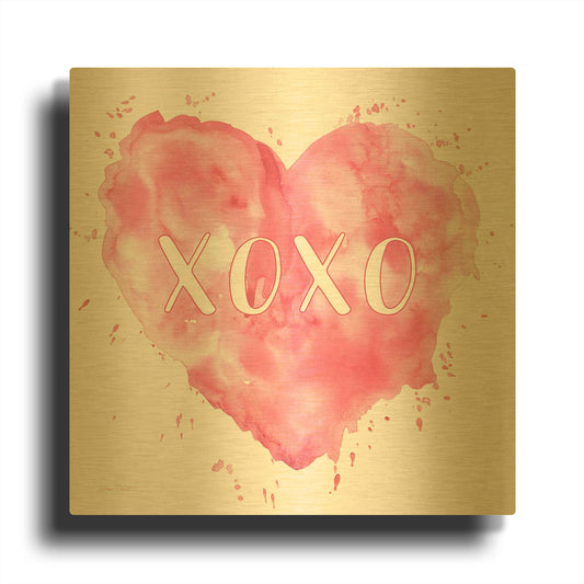 'Watercolor Heart C' By Jean Plout Gold Metal Wall Art