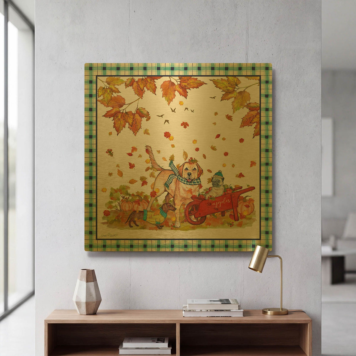 'We Dig Fall B' By Jean Plout Gold Metal Wall Art