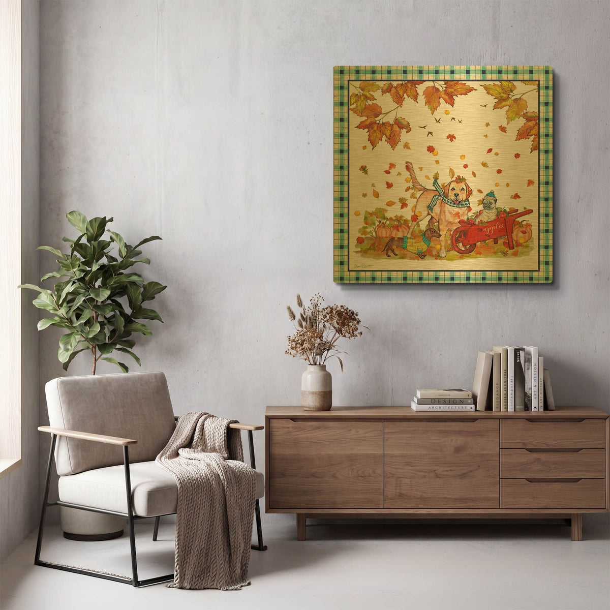 'We Dig Fall B' By Jean Plout Gold Metal Wall Art