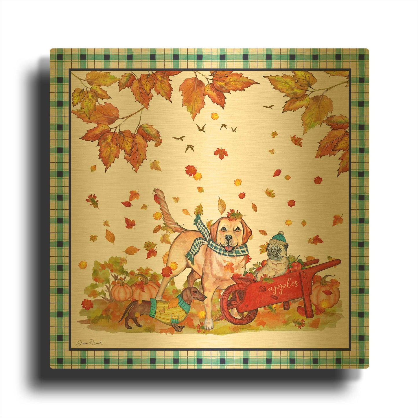 'We Dig Fall B' By Jean Plout Gold Metal Wall Art