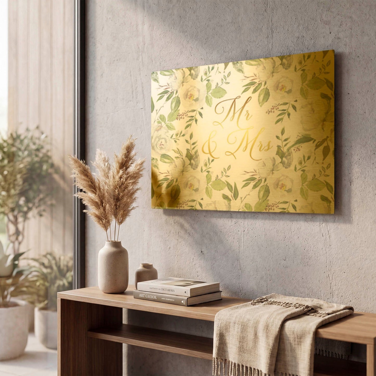 'Wedding A' By Jean Plout Gold Metal Wall Art
