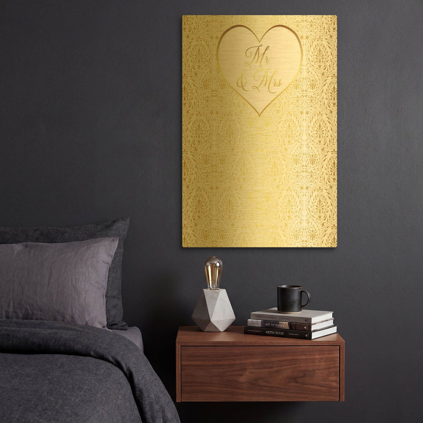 'Wedding D' By Jean Plout Gold Metal Wall Art