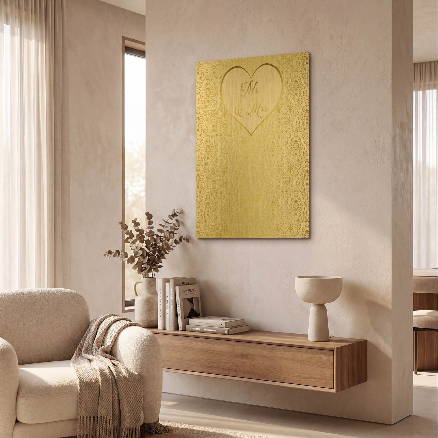 'Wedding D' By Jean Plout Gold Metal Wall Art