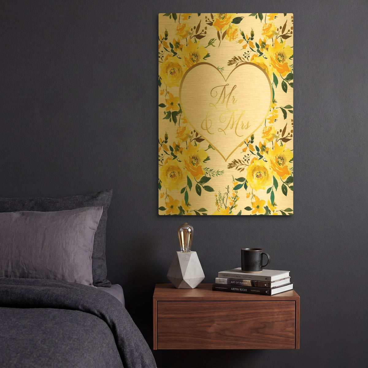 'Wedding E' By Jean Plout Gold Metal Wall Art