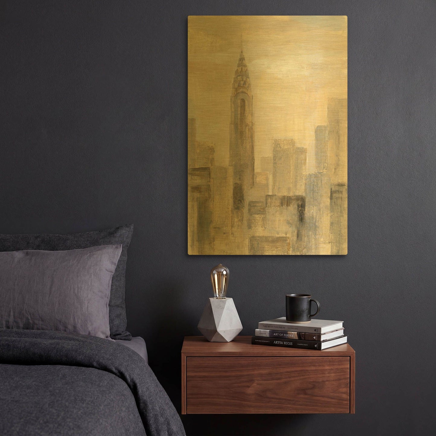 'City Blocks I' By Silvia Vassileva Gold Metal Wall Art