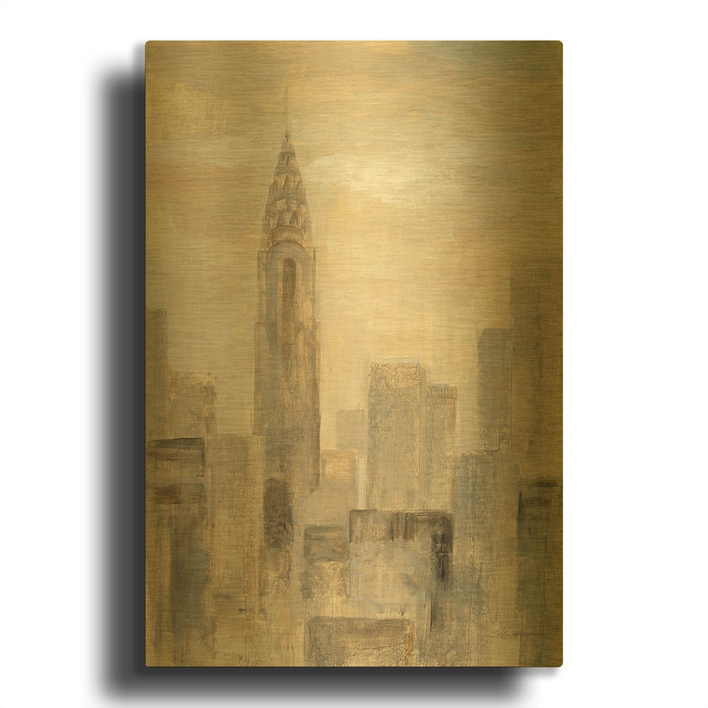 'City Blocks I' By Silvia Vassileva Gold Metal Wall Art