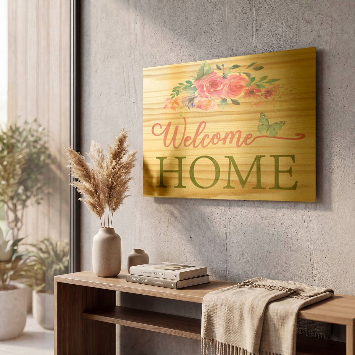 'Welcome Home C' By Jean Plout Gold Metal Wall Art