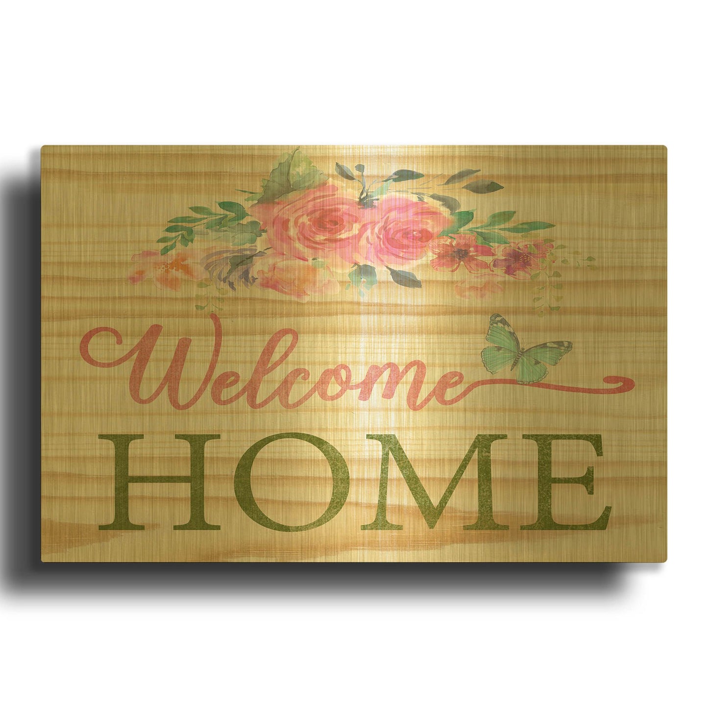 'Welcome Home C' By Jean Plout Gold Metal Wall Art