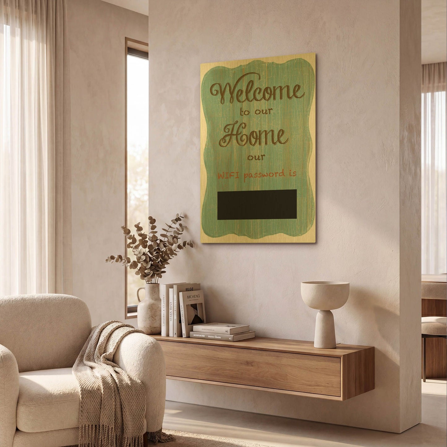 'Welcome Home Wifi A' By Jean Plout Gold Metal Wall Art