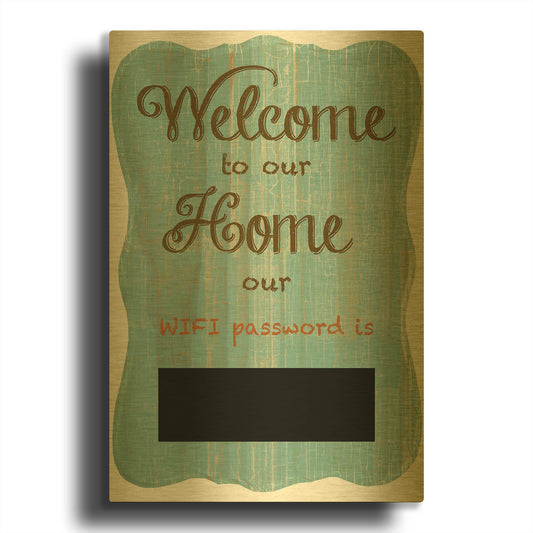'Welcome Home Wifi A' By Jean Plout Gold Metal Wall Art
