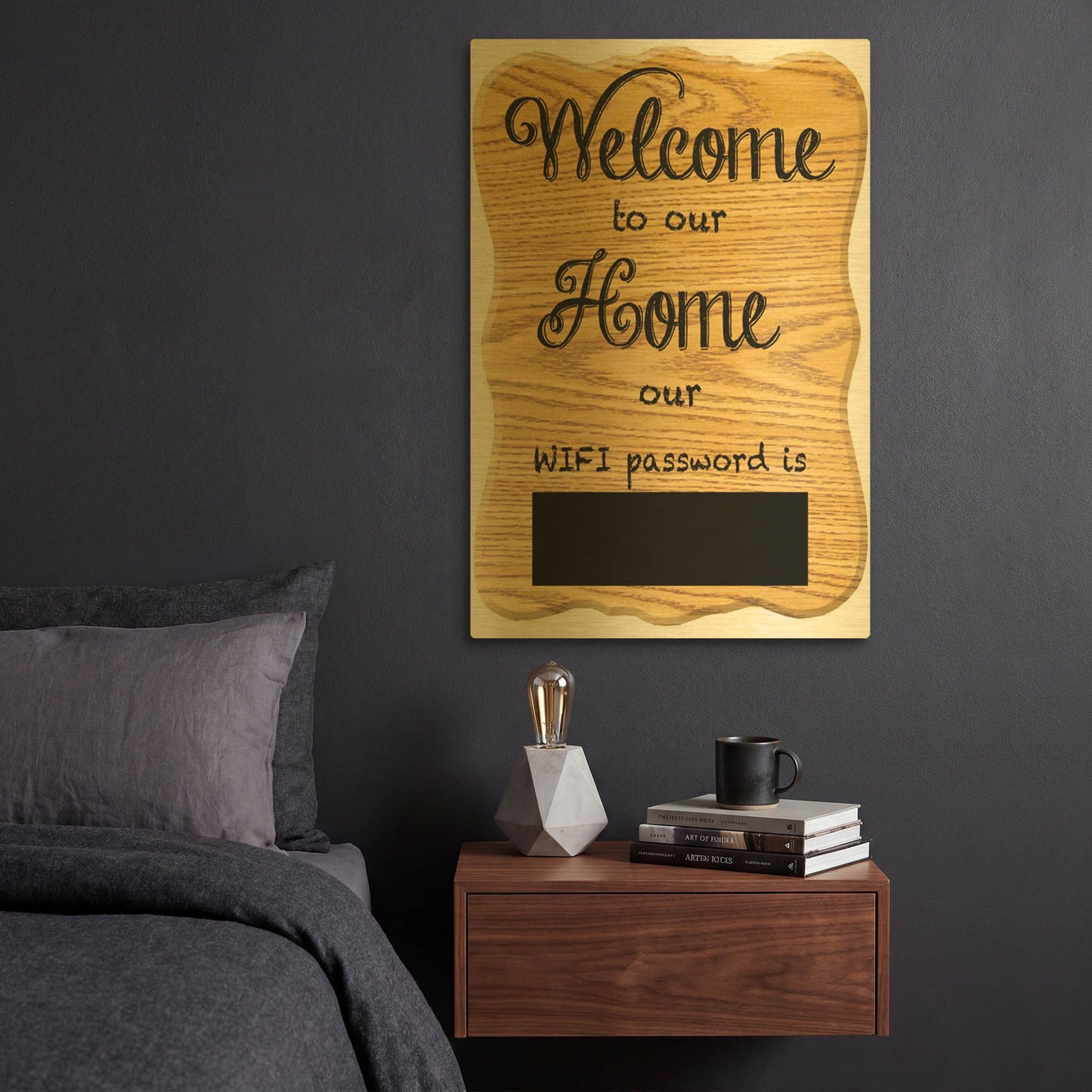 'Welcome Home Wifi C' By Jean Plout Gold Metal Wall Art
