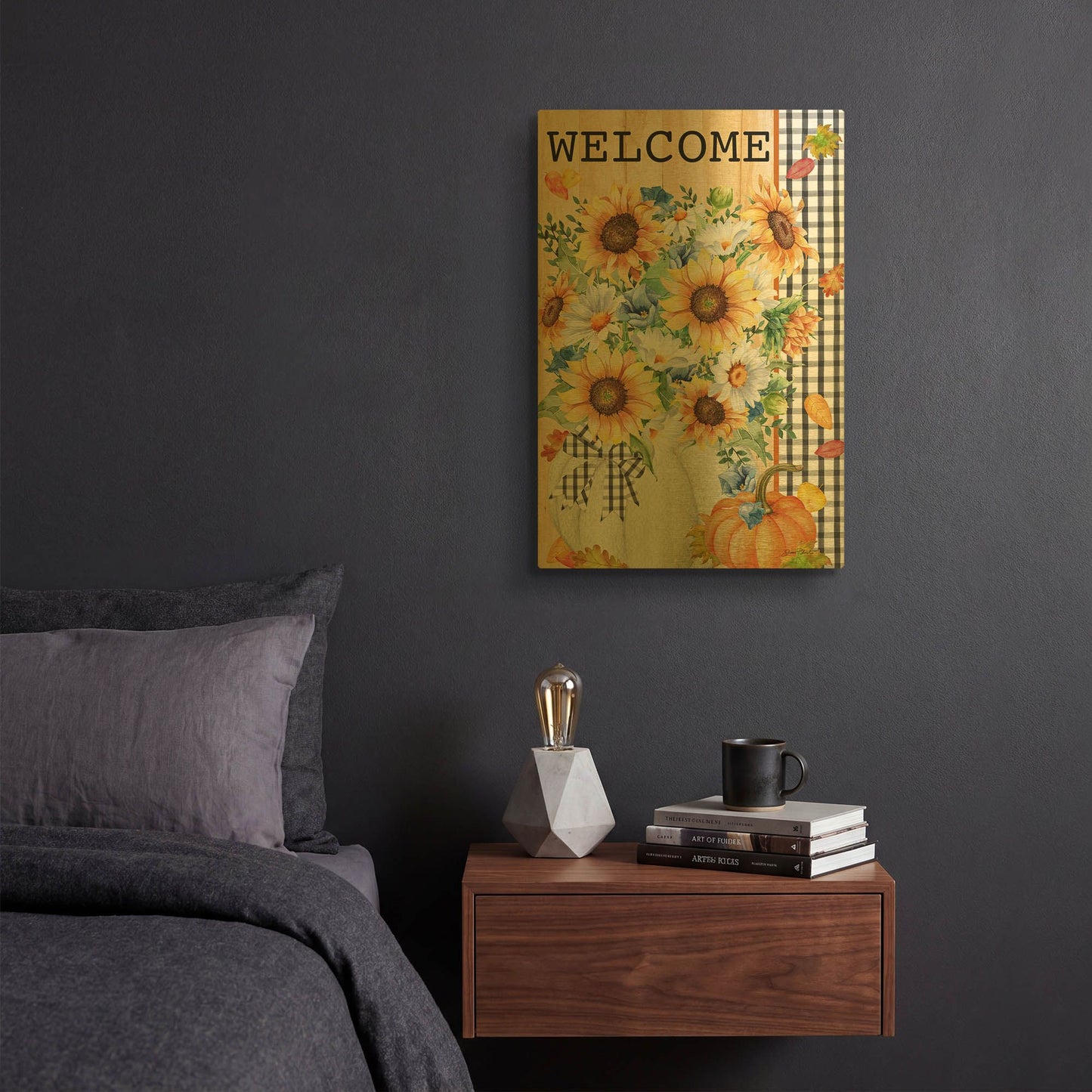 'Welcome Pumpkin Bouquet' By Jean Plout Gold Metal Wall Art