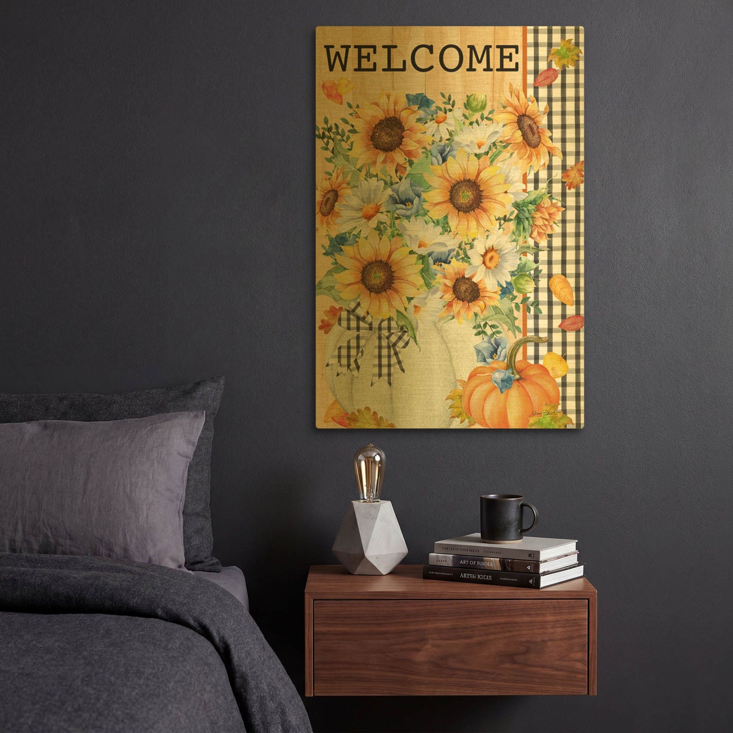 'Welcome Pumpkin Bouquet' By Jean Plout Gold Metal Wall Art