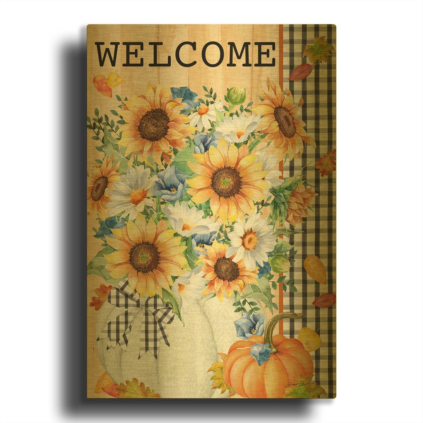 'Welcome Pumpkin Bouquet' By Jean Plout Gold Metal Wall Art
