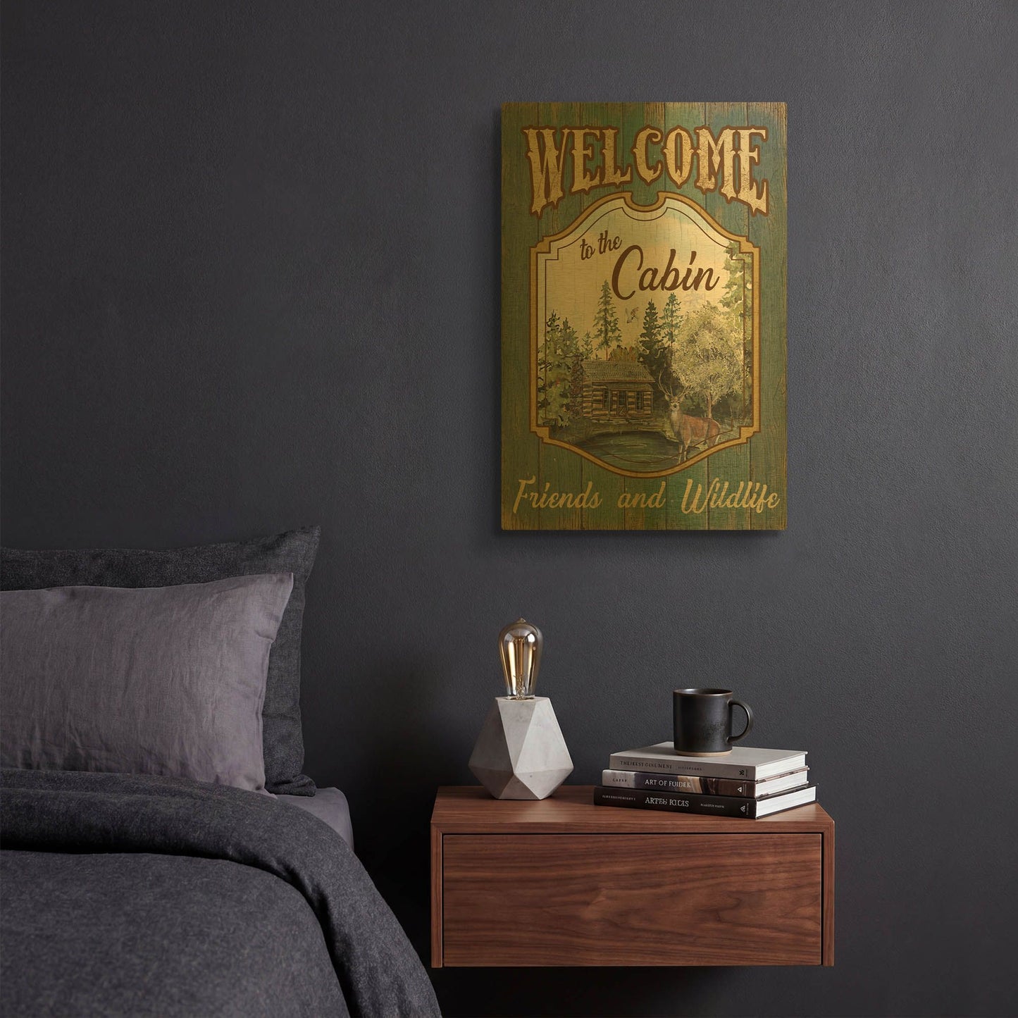 'Wilderness Lodge A' By Jean Plout Gold Metal Wall Art