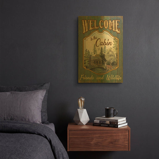 'Wilderness Lodge A' By Jean Plout Gold Metal Wall Art