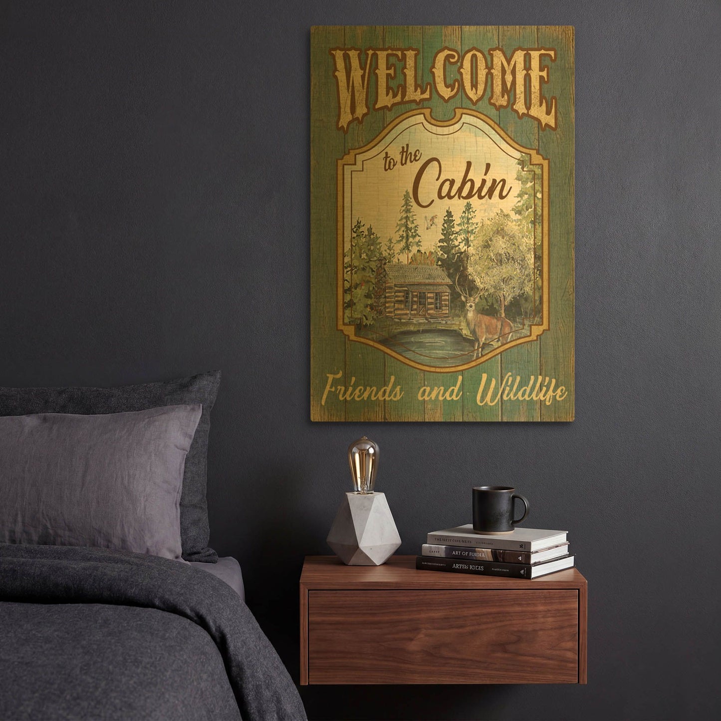 'Wilderness Lodge A' By Jean Plout Gold Metal Wall Art