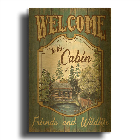 'Wilderness Lodge A' By Jean Plout Gold Metal Wall Art