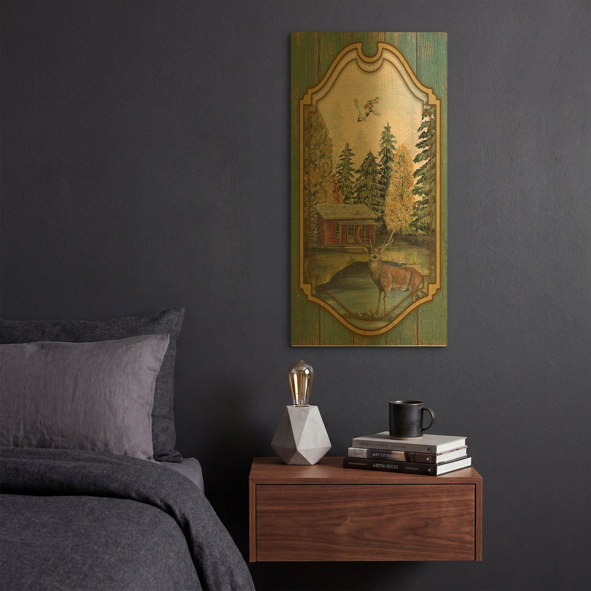 'Wilderness Lodge B' By Jean Plout Gold Metal Wall Art
