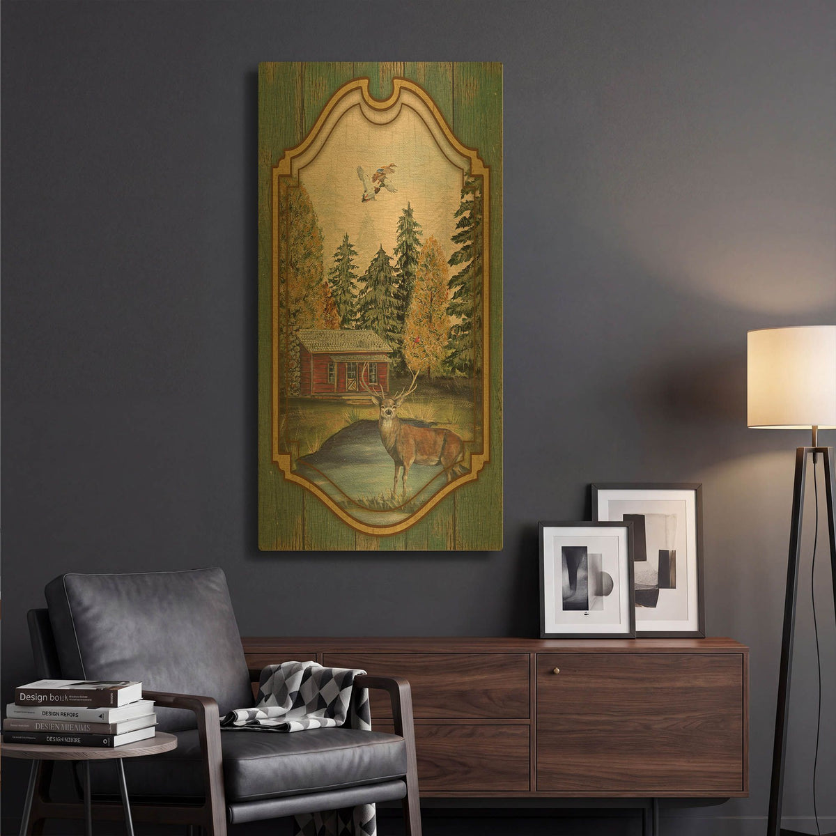 'Wilderness Lodge B' By Jean Plout Gold Metal Wall Art