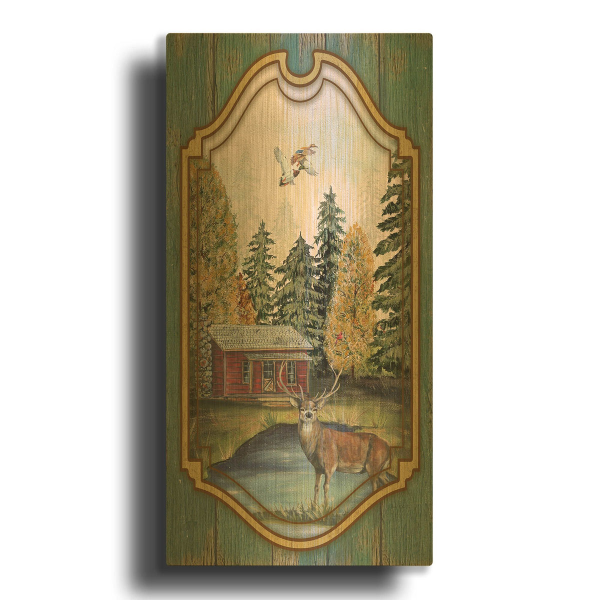 'Wilderness Lodge B' By Jean Plout Gold Metal Wall Art