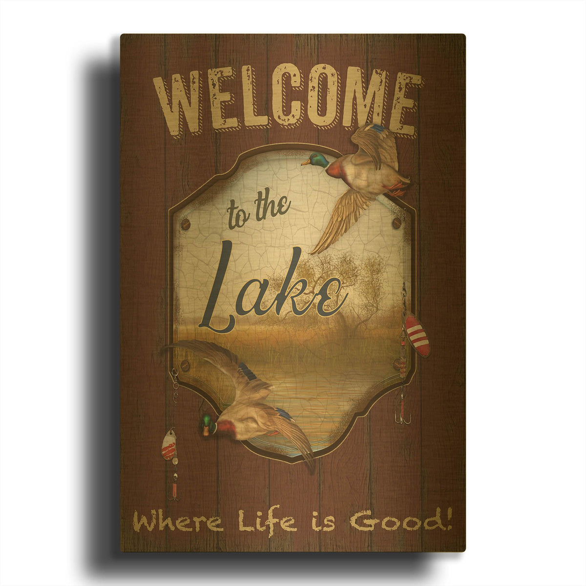 'Wilderness Lodge C' By Jean Plout Gold Metal Wall Art