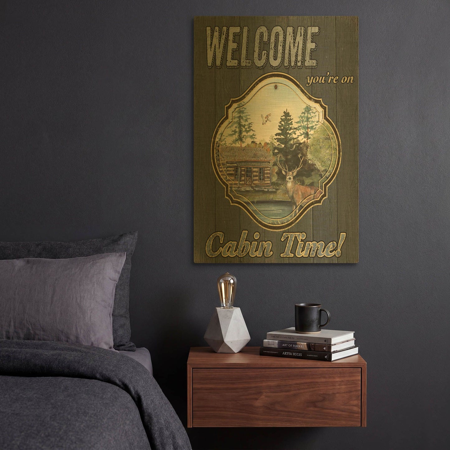 'Wilderness Lodge E' By Jean Plout Gold Metal Wall Art