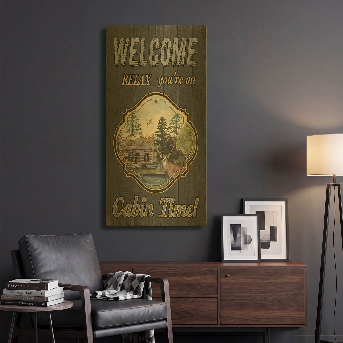 'Wilderness Lodge F' By Jean Plout Gold Metal Wall Art