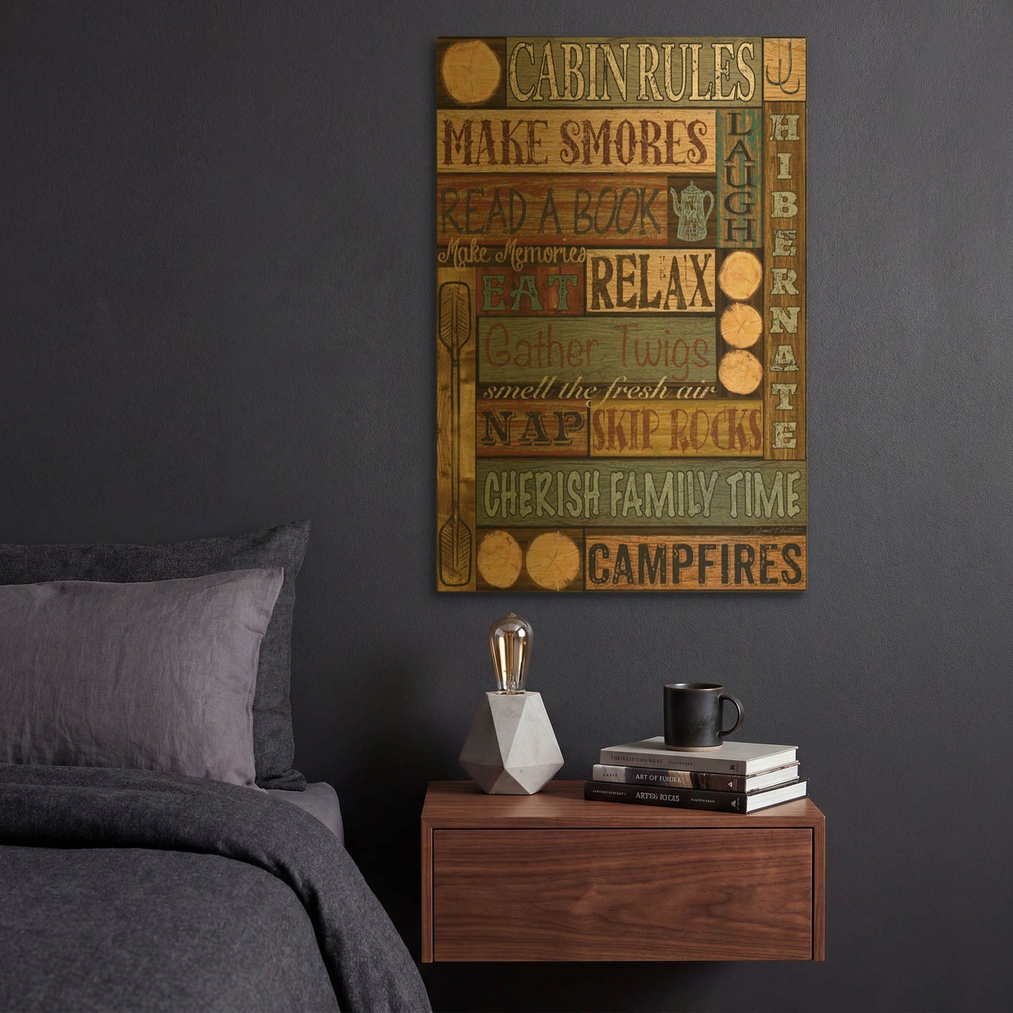 'Wilderness Lodge K' By Jean Plout Gold Metal Wall Art