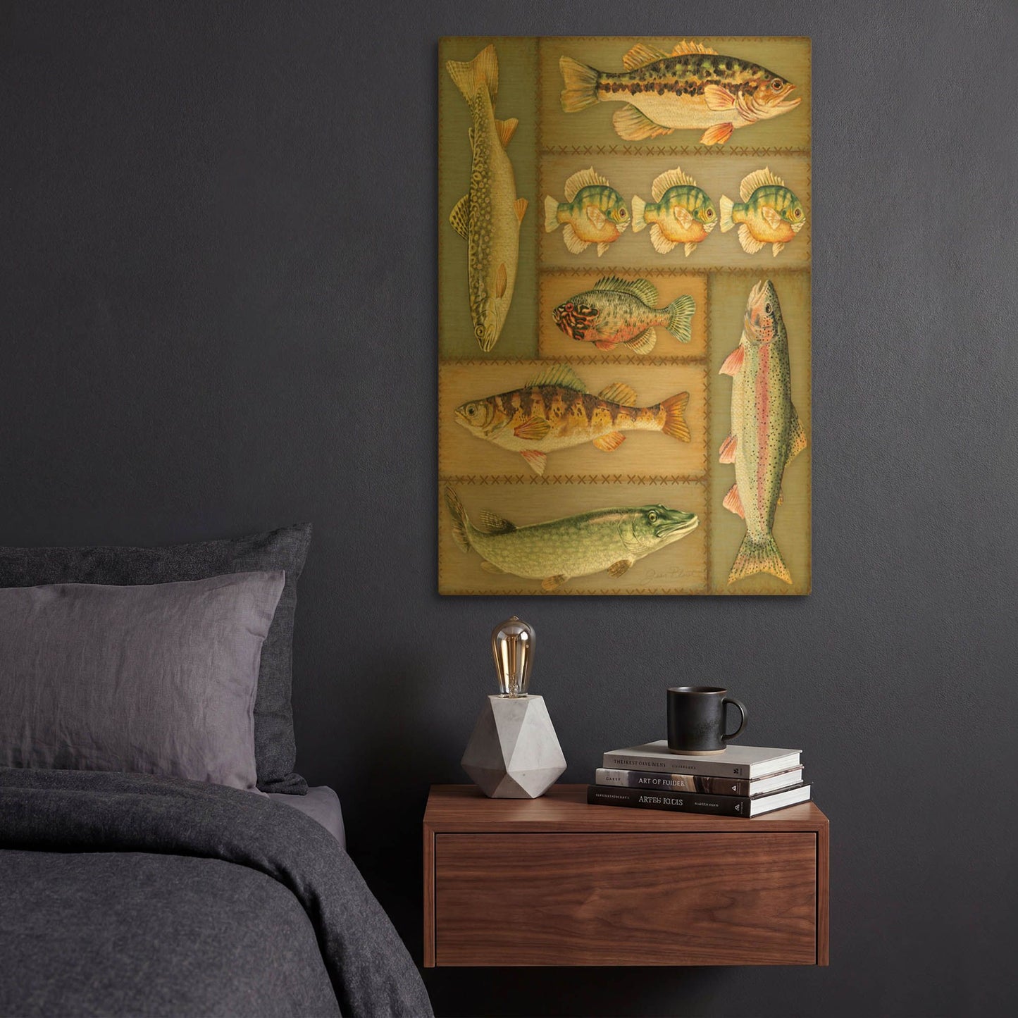 'Wilderness Lodge M' By Jean Plout Gold Metal Wall Art