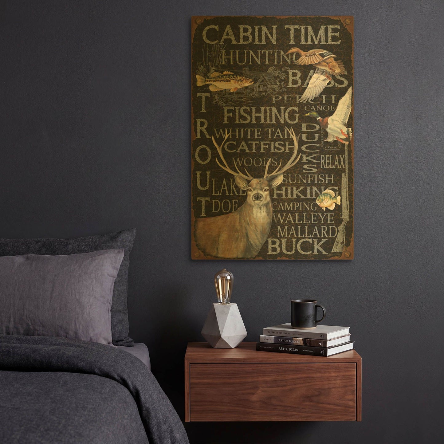 'Wilderness Lodge P' By Jean Plout Gold Metal Wall Art