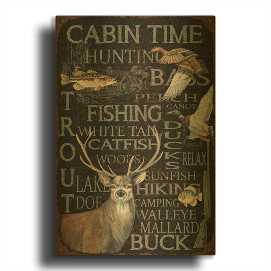 'Wilderness Lodge P' By Jean Plout Gold Metal Wall Art