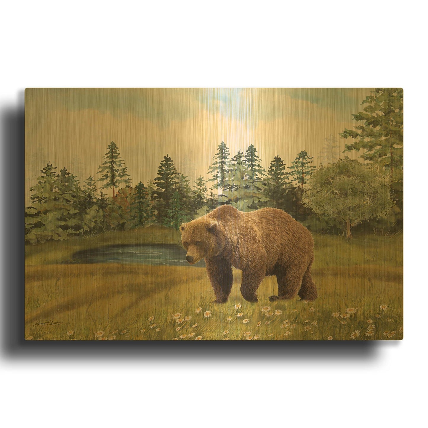 'Wilderness Lodge S' By Jean Plout Gold Metal Wall Art