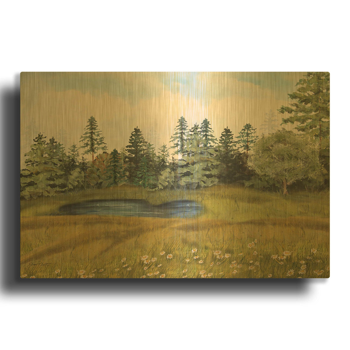 'Wilderness Lodge T' By Jean Plout Gold Metal Wall Art